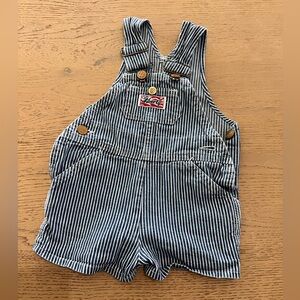 Liberty vintage denim railroad stripe overalls fits 12-18 months